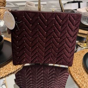 Quilted Burgurdy make up pouch